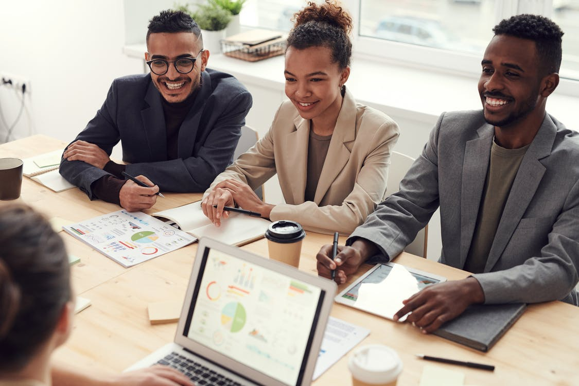 Employees in a presentation